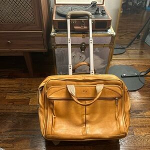 Walker Brown Leather Rolling Briefcase and Travel Bag